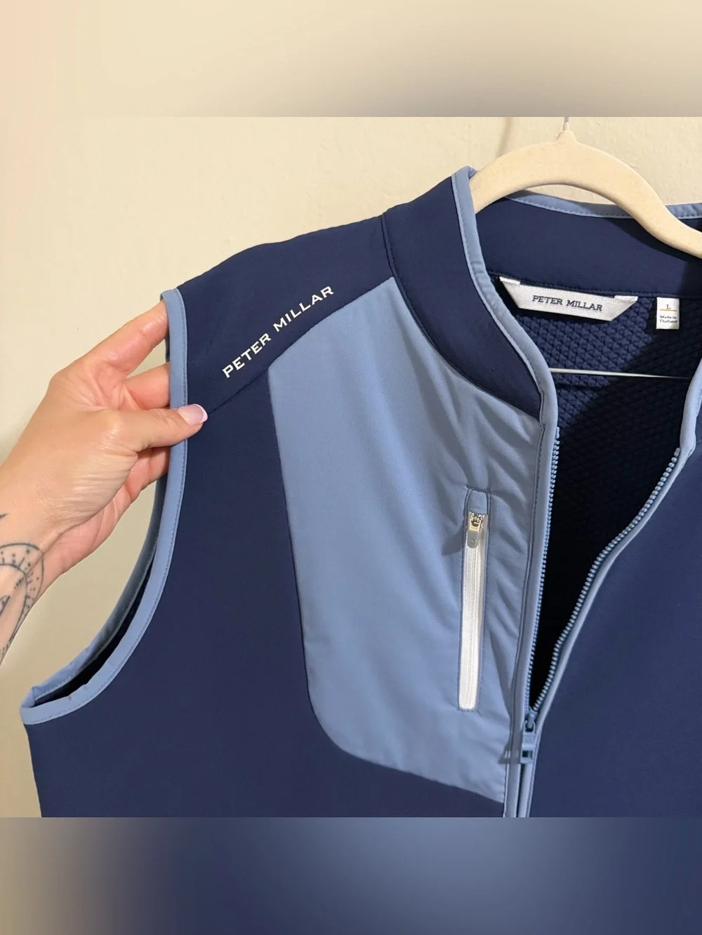Peter Millar Crown Sport Squallblock Vest Navy Blue Golf Full Zip Men's Large